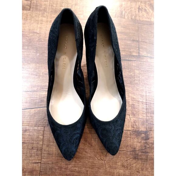 Kelly & Katie Black 11M Lace Heeled Pointed Toe Stiletto Pumps - Picture 4 of 7